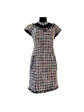 MUSE ~ Black/Multi-Colored Tweed Dress /Functional Pockets Lined size 6